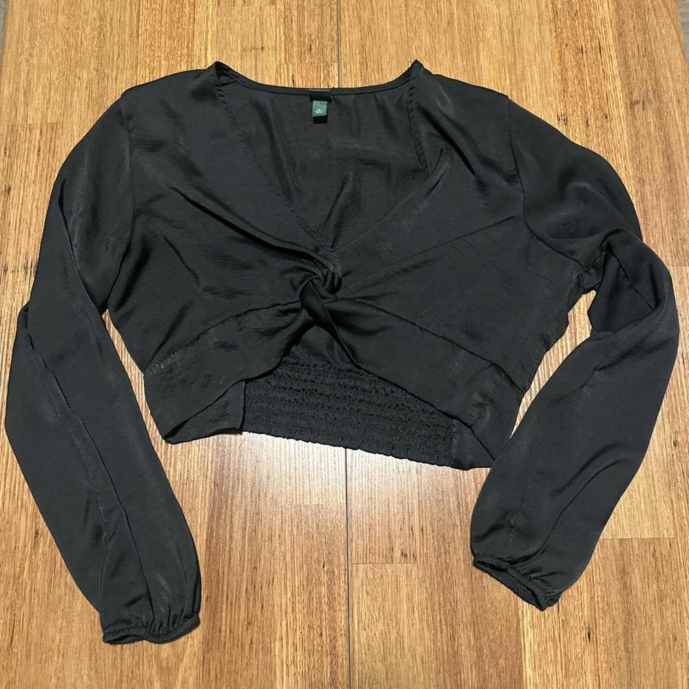 Wild Fable Black Twist Front Crop Top
